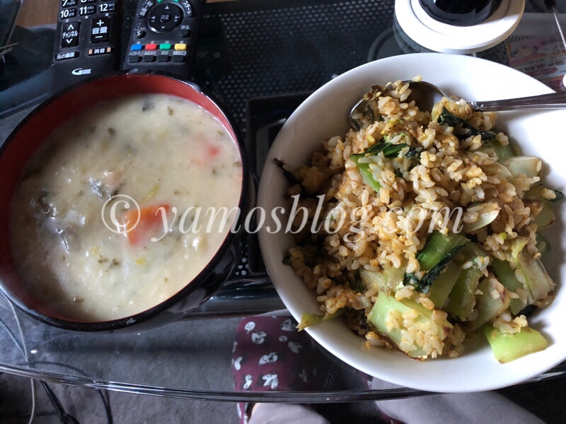 昨日の残りものでご飯を作った